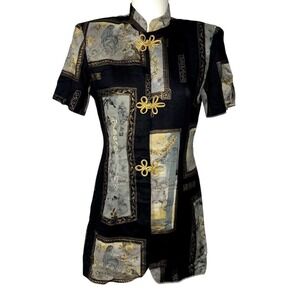 Jennifer Jeffries Women's Asian Sz 4 Short Sleeved Tunic Top Excellent Cond.